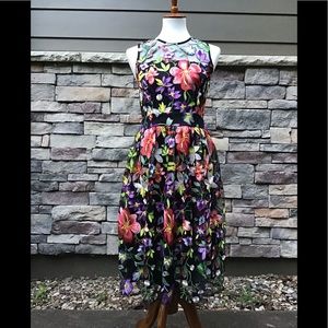 Nieman Marcus dress M tropical floral embroidery